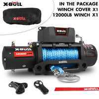 Thumbnail for X-BULL 12V Electric Winch 12000LBS synthetic rope 4wd Jeep with winch cover