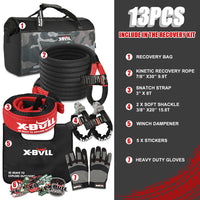 Thumbnail for X-BULL Recovery Kit 4X4 Off-Road Kinetic Rope Snatch Strap Winch Damper 4WD13PCS