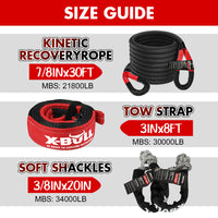 Thumbnail for X-BULL Recovery Kit 4X4 Off-Road Kinetic Rope Snatch Strap Winch Damper 4WD13PCS