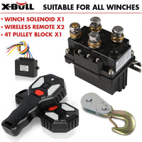 Thumbnail for X-BULL Winch Solenoid Relay Wiring Controller 500A 12V and 150ft Wireless Remote 4T Block Pulley