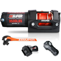 Thumbnail for ZESUPER 12V Winch 3500LBS Electric Winch ATV Winch Synthetic Rope Trailer BOAT