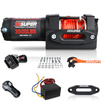 Thumbnail for ZESUPER 12V Winch 3500LBS Electric Winch ATV Winch Synthetic Rope Trailer BOAT