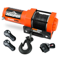 Thumbnail for ZESUPER 12V Electric Winch 4500lb Synthetic Rope Boat Winch ATV Winch Trailer Winch 4WD