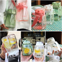 Thumbnail for Clear Large Water Bottle Water Jug with Adjustable Shoulder Strap - Pink