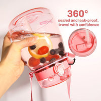 Thumbnail for Clear Large Water Bottle Water Jug with Adjustable Shoulder Strap - Pink