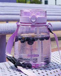 Thumbnail for Clear Large Water Bottle Water Jug with Adjustable Shoulder Strap - Purple