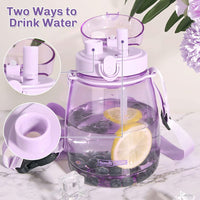 Thumbnail for Clear Large Water Bottle Water Jug with Adjustable Shoulder Strap - Purple