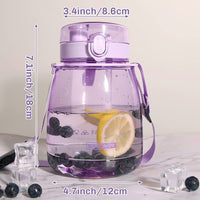 Thumbnail for Clear Large Water Bottle Water Jug with Adjustable Shoulder Strap - Purple