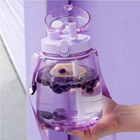 Thumbnail for Clear Large Water Bottle Water Jug with Adjustable Shoulder Strap - Purple