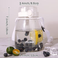 Thumbnail for Clear Large Water Bottle Water Jug with Adjustable Shoulder Strap - White