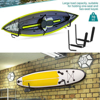 Thumbnail for 2Pcs Kayak Wall Rack Carrier Canoe Paddle Surfboard Holder Wall Mount Shelf