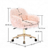 Thumbnail for Fluffy Office Chair Faux Fur Modern Swivel Desk Chair for Women And Girls-Pink