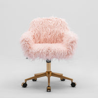 Thumbnail for Fluffy Office Chair Faux Fur Modern Swivel Desk Chair for Women And Girls-Pink