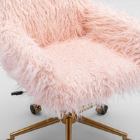 Thumbnail for Fluffy Office Chair Faux Fur Modern Swivel Desk Chair for Women And Girls-Pink