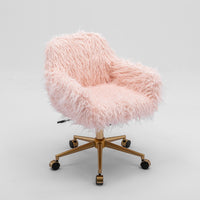 Thumbnail for Fluffy Office Chair Faux Fur Modern Swivel Desk Chair for Women And Girls-Pink