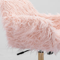 Thumbnail for Fluffy Office Chair Faux Fur Modern Swivel Desk Chair for Women And Girls-Pink