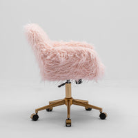 Thumbnail for Fluffy Office Chair Faux Fur Modern Swivel Desk Chair for Women And Girls-Pink