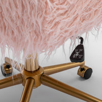 Thumbnail for Fluffy Office Chair Faux Fur Modern Swivel Desk Chair for Women And Girls-Pink