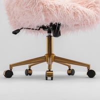 Thumbnail for Fluffy Office Chair Faux Fur Modern Swivel Desk Chair for Women And Girls-Pink