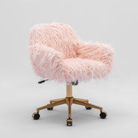 Thumbnail for Fluffy Office Chair Faux Fur Modern Swivel Desk Chair for Women And Girls-Pink