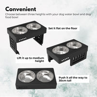 Thumbnail for FLOOFI Elevated Raised Pet Feeder with Double Bowl (Black) FI-FD-119-SY