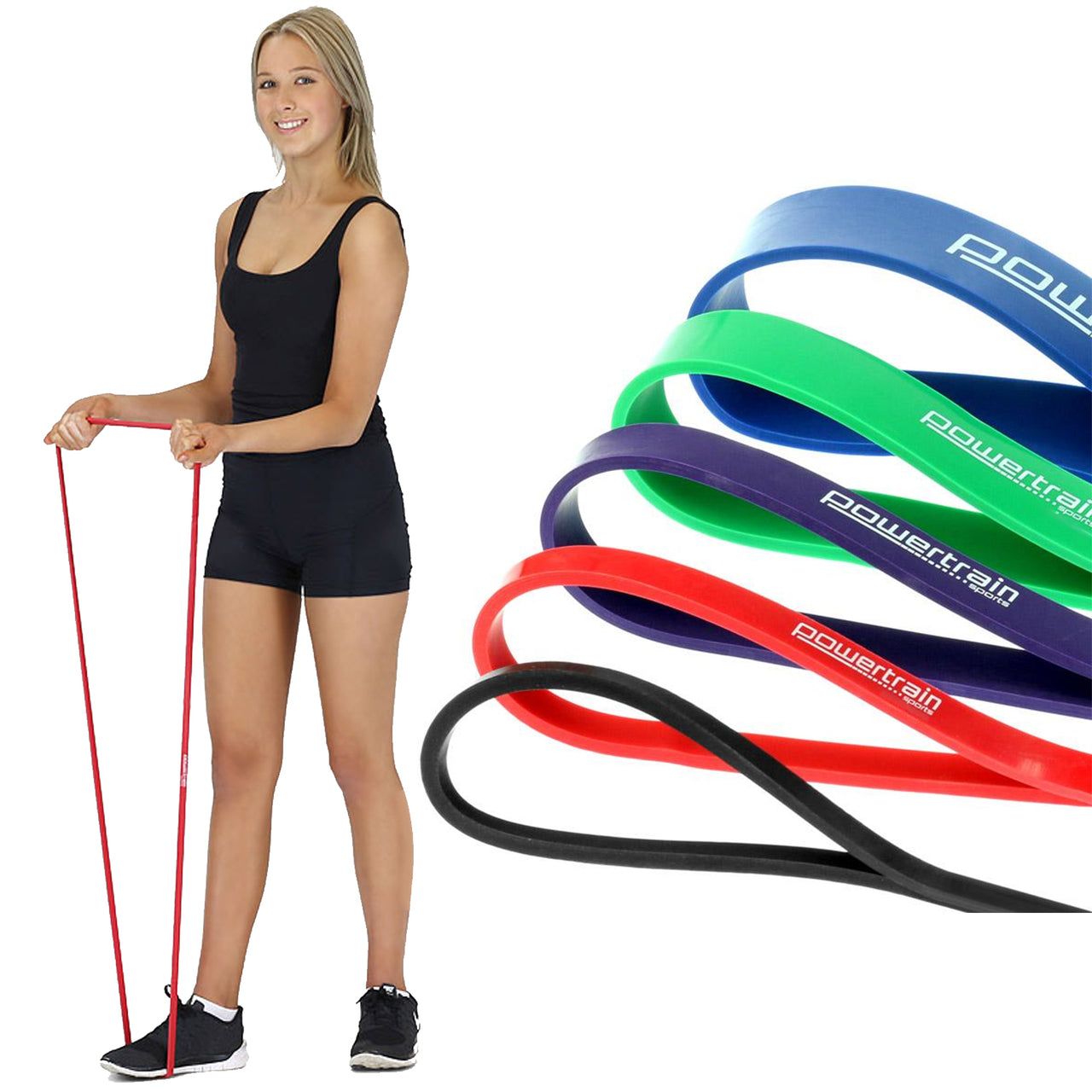 Powertrain 5x Home Workout Resistance Bands Gym Exercise