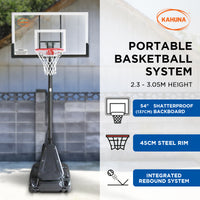 Thumbnail for Kahuna Portable Basketball Hoop System 2.3 to 3.05m for Kids & Adults