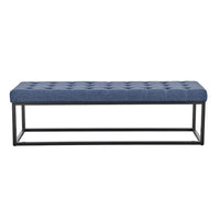 Thumbnail for Sarantino Cameron Button-tufted Upholstered Bench With Metal Legs - Blue Linen