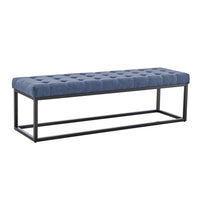 Thumbnail for Sarantino Cameron Button-tufted Upholstered Bench With Metal Legs - Blue Linen