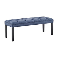 Thumbnail for Sarantino Cate Button-tufted Upholstered Bench With Tapered Legs By Sarantino - Blue Linen