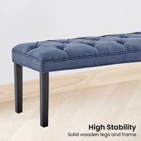 Thumbnail for Sarantino Cate Button-tufted Upholstered Bench With Tapered Legs By Sarantino - Blue Linen