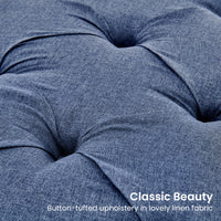 Thumbnail for Sarantino Cate Button-tufted Upholstered Bench With Tapered Legs By Sarantino - Blue Linen