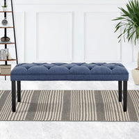 Thumbnail for Sarantino Cate Button-tufted Upholstered Bench With Tapered Legs By Sarantino - Blue Linen