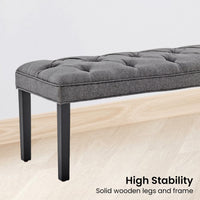 Thumbnail for Sarantino Cate Button-tufted Upholstered Bench With Tapered Legs - Dark Grey Linen