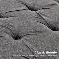 Thumbnail for Sarantino Cate Button-tufted Upholstered Bench With Tapered Legs - Dark Grey Linen