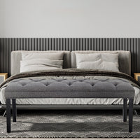 Thumbnail for Sarantino Cate Button-tufted Upholstered Bench With Tapered Legs - Dark Grey Linen