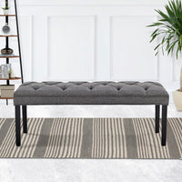 Thumbnail for Sarantino Cate Button-tufted Upholstered Bench With Tapered Legs - Dark Grey Linen