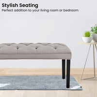 Thumbnail for Sarantino Cate Button-tufted Upholstered Bench With Tapered Legs By Sarantino - Light Grey