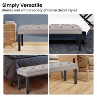 Thumbnail for Sarantino Cate Button-tufted Upholstered Bench With Tapered Legs By Sarantino - Light Grey