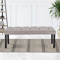 Thumbnail for Sarantino Cate Button-tufted Upholstered Bench With Tapered Legs By Sarantino - Light Grey