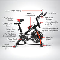 Thumbnail for Powertrain Home Gym Flywheel Exercise Spin Bike - Black