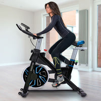 Thumbnail for PowerTrain RX-600 Exercise Spin Bike Cardio Cycle - Blue