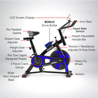 Thumbnail for Powertrain Home Gym Flywheel Exercise Spin Bike - Blue