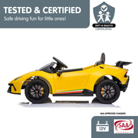 Thumbnail for Kahuna Lamborghini Performante Kids Electric Ride On Car Remote Control - Yellow