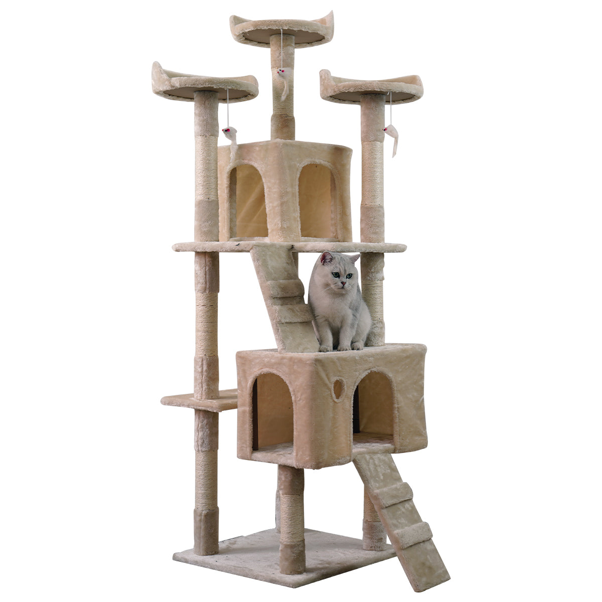 Furtastic 170cm Beige Cat Tree - Premium Scratching Post & Feline Relaxation Tower