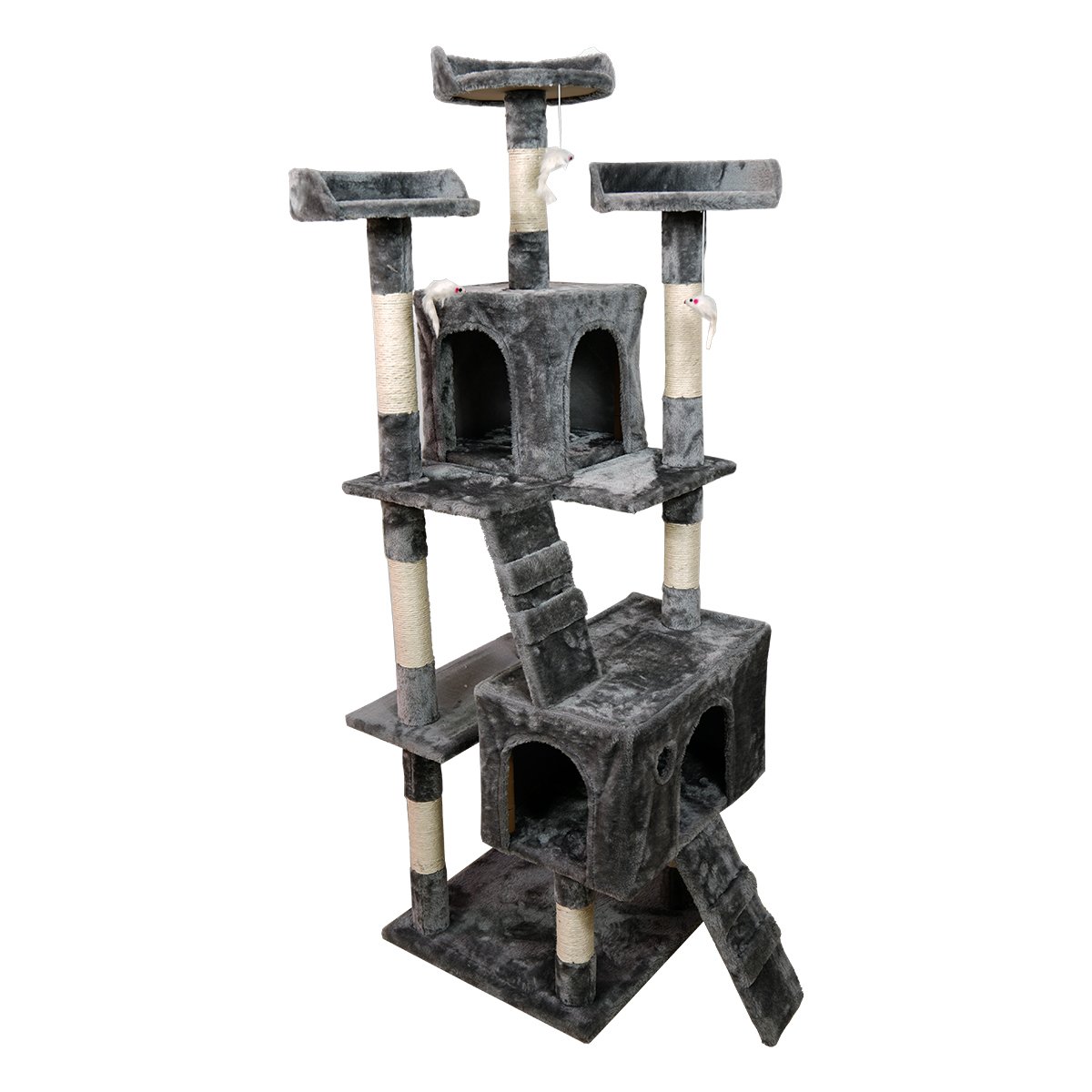 Furtastic 170cm Dark Grey Cat Tree - Deluxe Scratching Post & Feline Lounge Tower