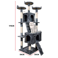 Thumbnail for Furtastic 170cm Dark Grey Cat Tree - Deluxe Scratching Post & Feline Lounge Tower