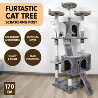 Thumbnail for Furtastic 170cm Cat Tree Scratching Post - Silver Grey