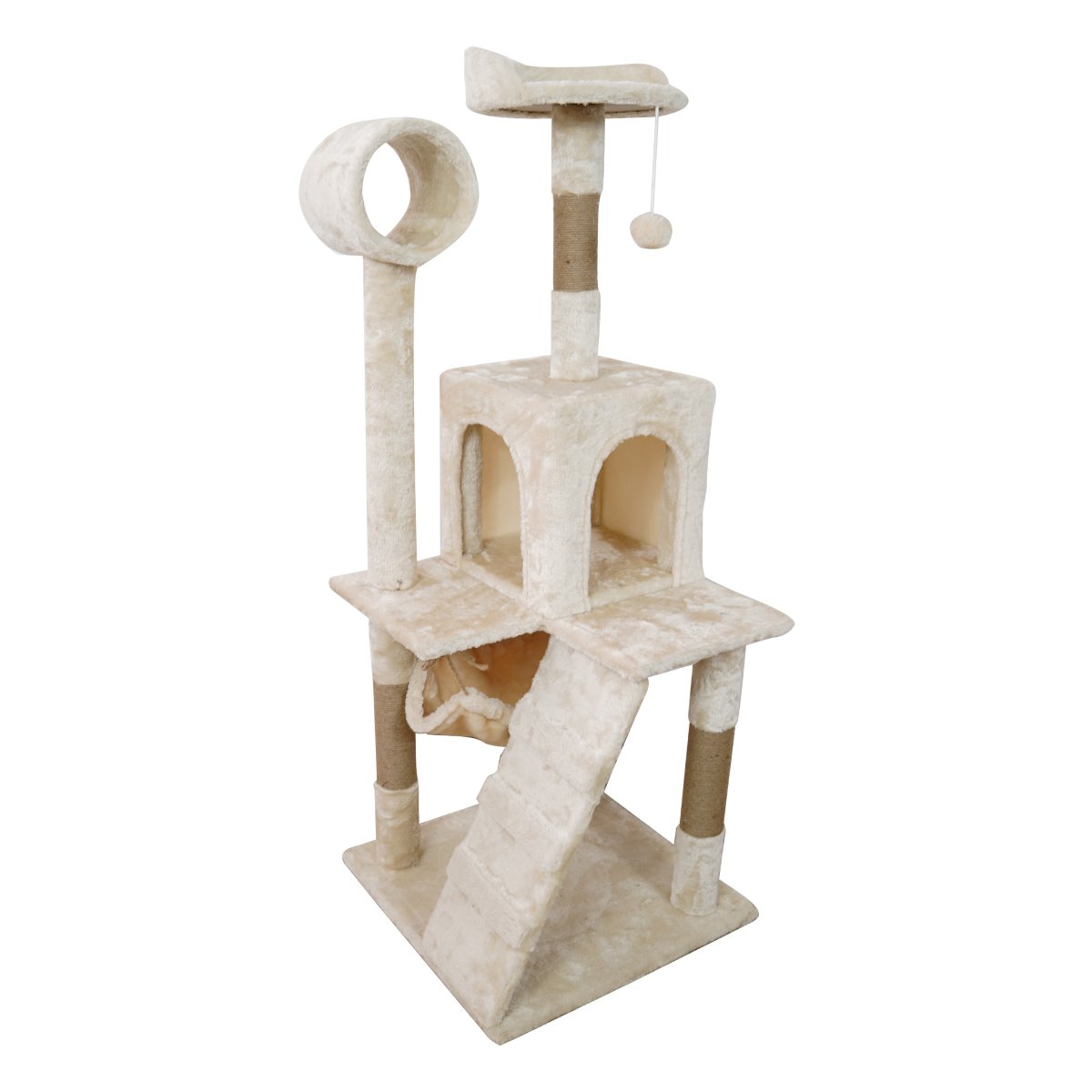 Furtastic 135cm Beige Cat Tree - Deluxe Scratching Post & Feline Relaxation Tower