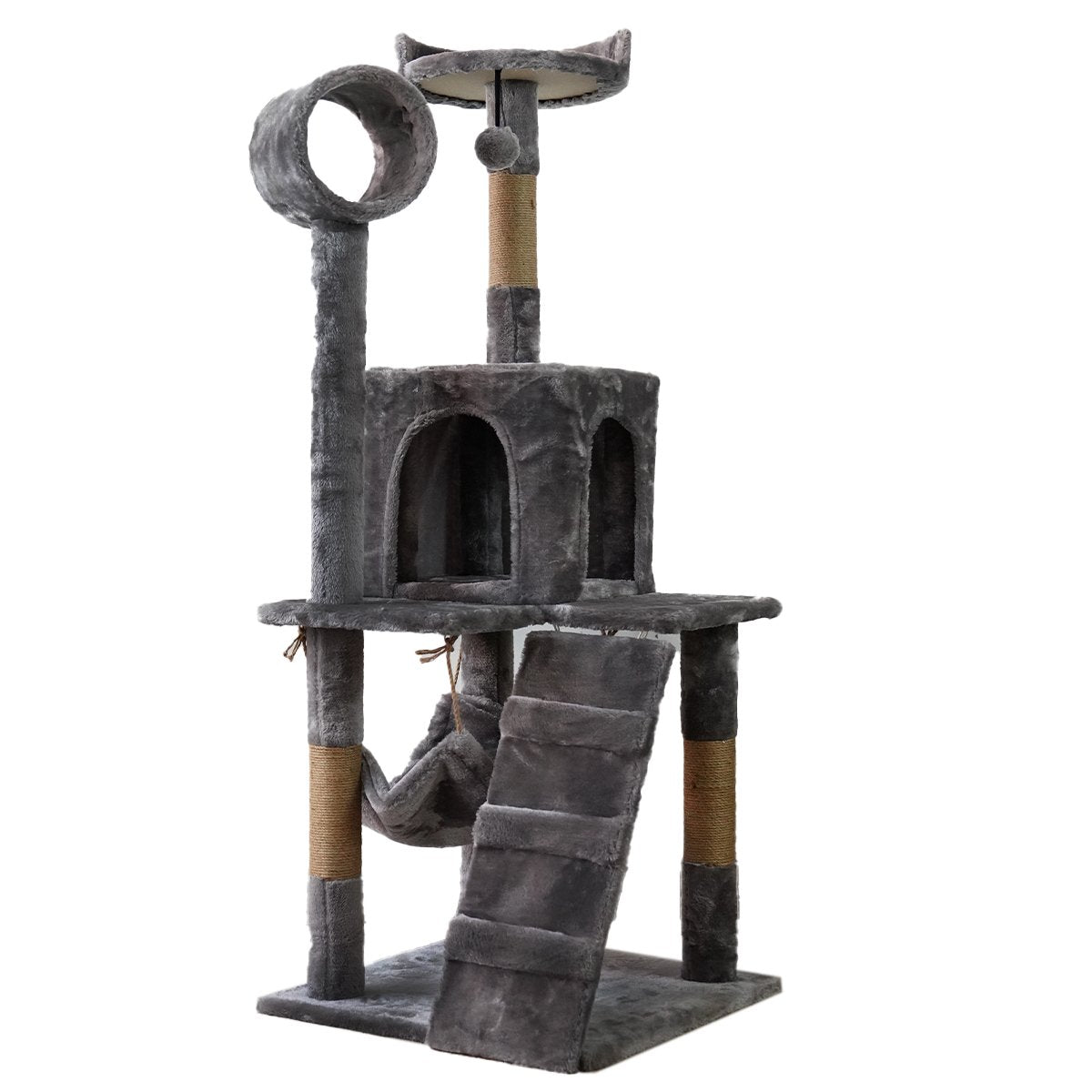 Furtastic 135cm Dark Grey Cat Tree - Premium Scratching Post & Feline Leisure Tower